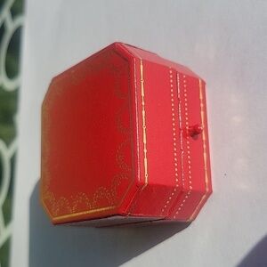 Cartier Vintage Red & Gold Metallic Ring Jewelry Box C 4208